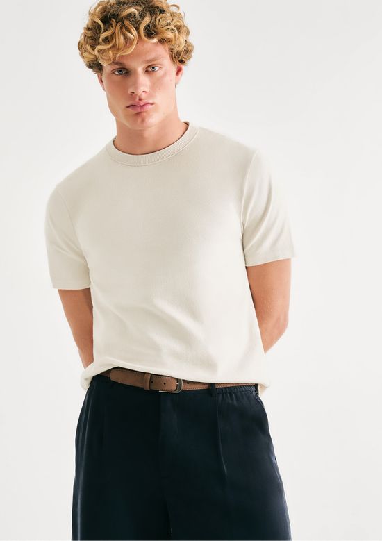 Foto do produto: Camiseta Masculina Tricô Manga Curta - Off white