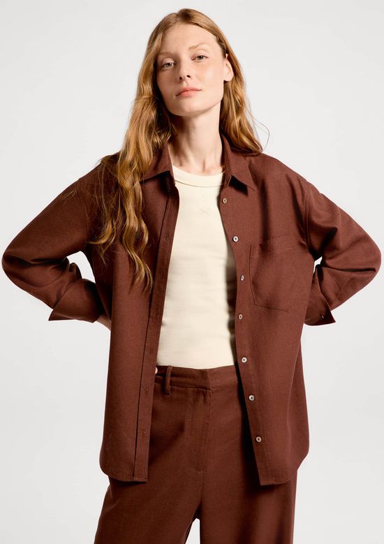 Foto do produto: Camisa Feminina Manga Longa Oversized - Marrom