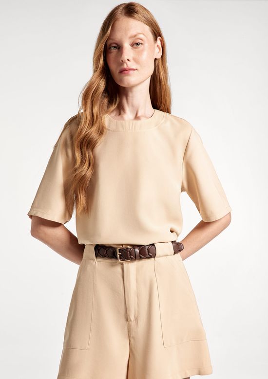 Foto do produto: Blusa Feminina Manga Curta Peach Touch - Bege