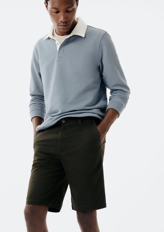 Foto do produto: Bermuda Básica Masculina Chino Reta Em Sarja - Verde