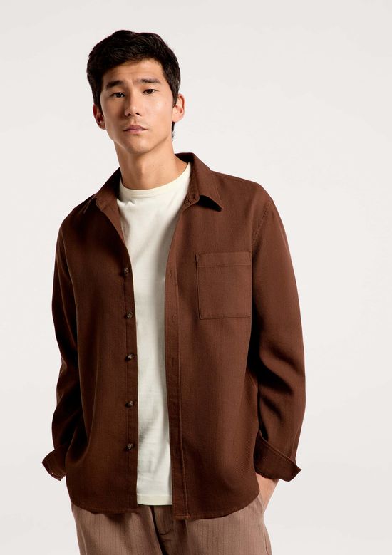 Foto do produto: Camisa Masculina Algodão Manga Longa - Marrom
