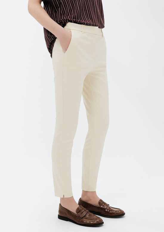 Foto do produto: Calça Básica Feminina Cintura Média Em Alfaiataria - Creme