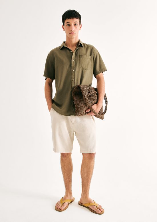 Foto do produto: Bermuda Básica Masculina Chino Em Linho - Bege