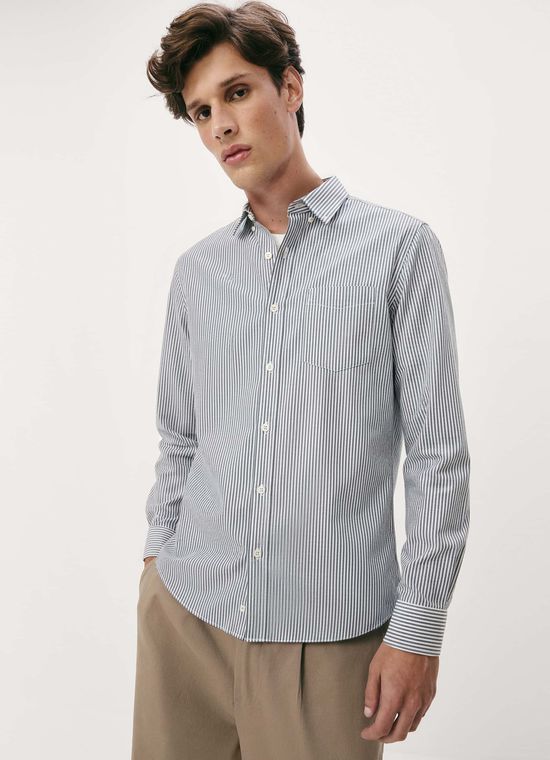 Foto do produto: Camisa Básica Masculina Manga Longa Slim Xadrez - Azul