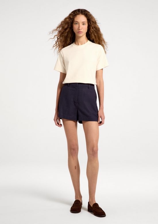 Foto do produto: Shorts Feminino Alfaiataria Com Linho - Azul