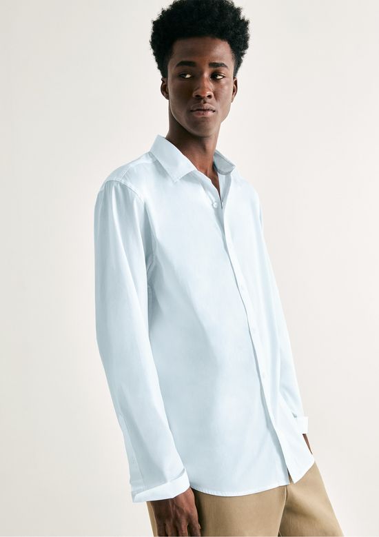 Foto do produto: Camisa Básica Masculina Super Slim Manga Longa - Azul