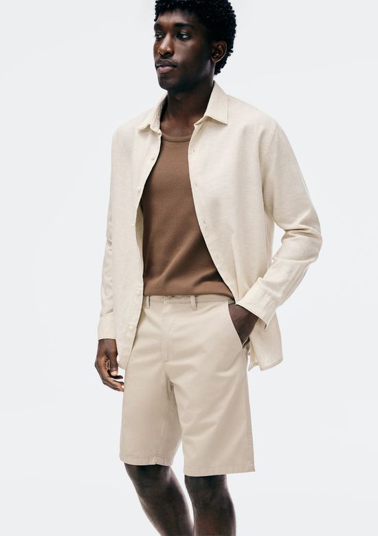 Foto do produto: Bermuda Básica Masculina Chino Reta Em Sarja - Bege