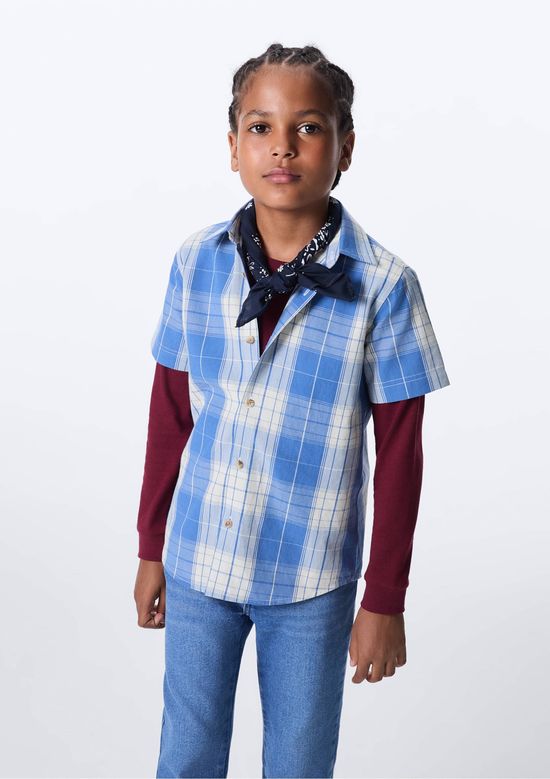 Foto do produto: Camisa Infantil Menino Tricoline Xadrez - Azul
