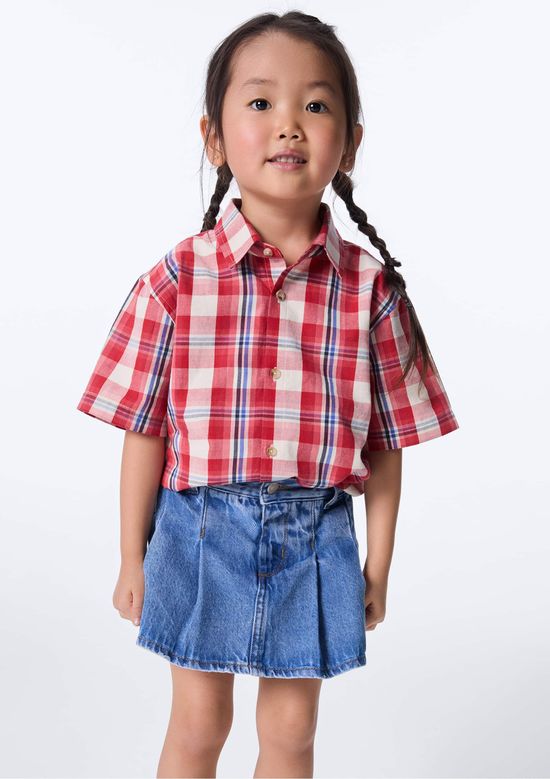 Foto do produto: Camisa Infantil Unissex Tricoline Xadrez - Vermelho