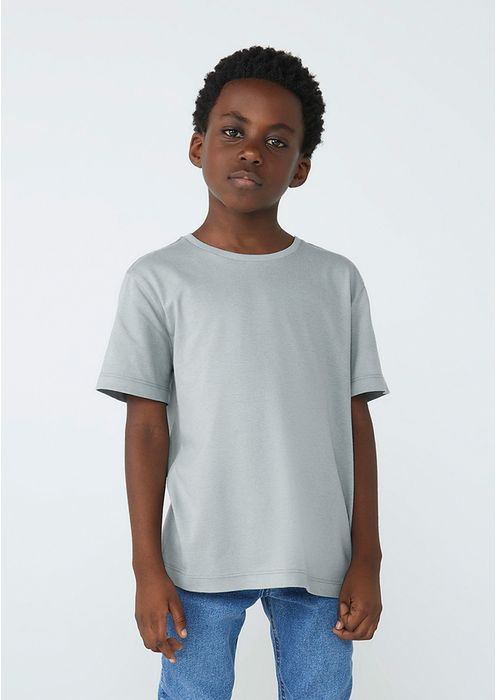 Camiseta Básica Infantil Menino Com Gola Redonda Hering Kids - Cinza