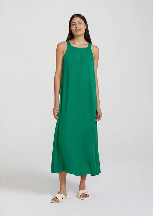 Vestido Midi Alças Finas Com Amarração - Verde
