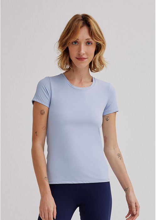 Camiseta Esportiva Feminina Eco Proteção Uv 50+ - Azul