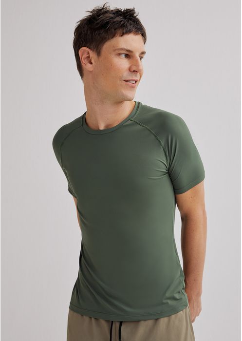 Camiseta Esportiva Masculina Em Poliamida Reciclada Proteção Uv50+ - Verde Militar