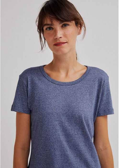 Camiseta Esportiva Feminina Manga Curta Comfort Dry - Azul Marinho