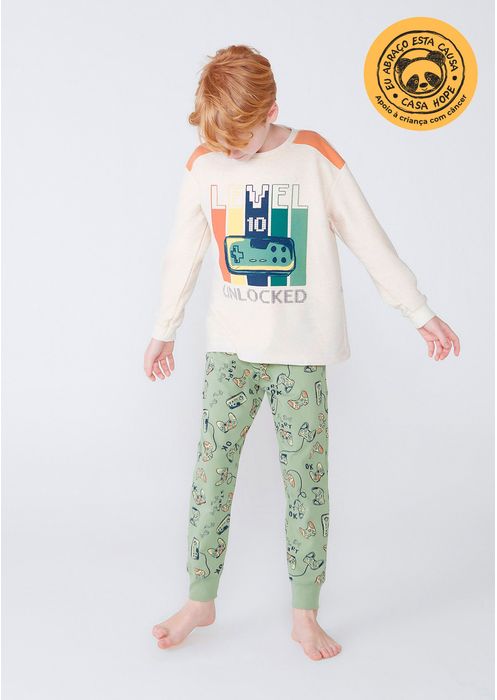 Pijama Infantil Menino Longo Estampado - Verde
