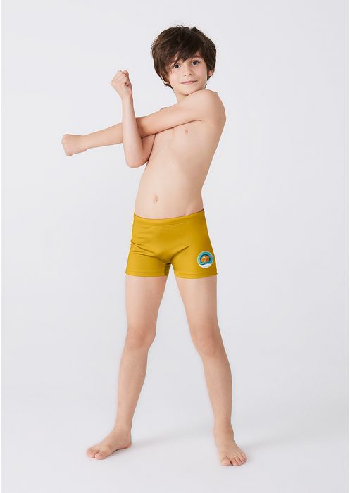 Sunga Infantil Boxer Com Estampa - Amarelo