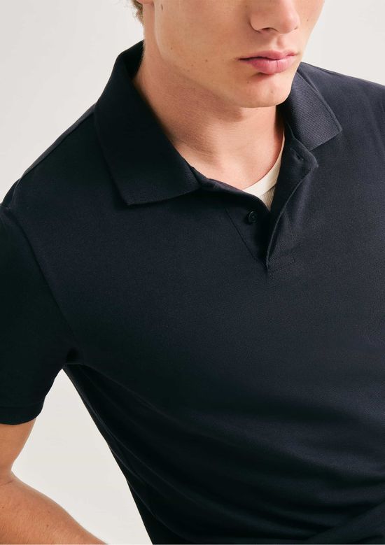 Foto do produto: Camisa Polo Básica Masculina Manga Curta Em Piquet - Azul