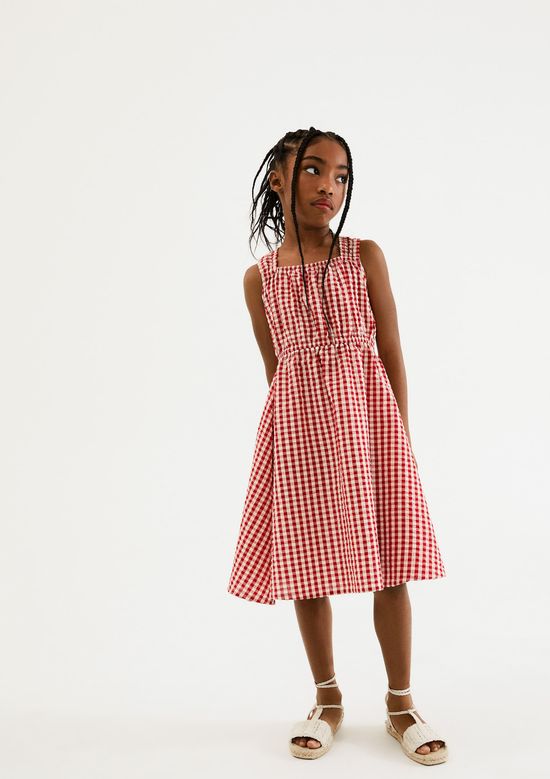 Foto do produto: Vestido Infantil Godê Com Linho - Vermelho