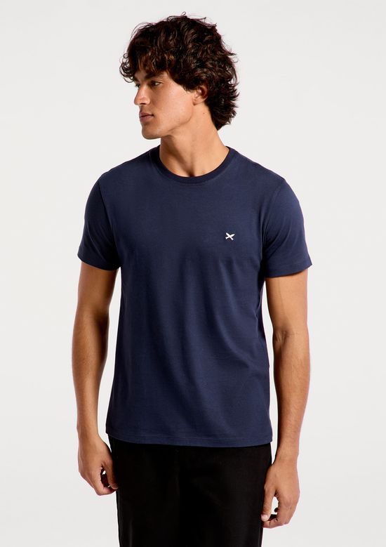 Foto do produto: Camiseta Básica Masculina World Com Bordado - Azul