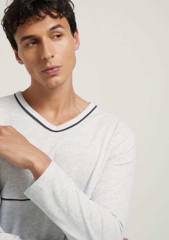 Foto do produto: Pijama Masculino Longo Com Decote V - Cinza