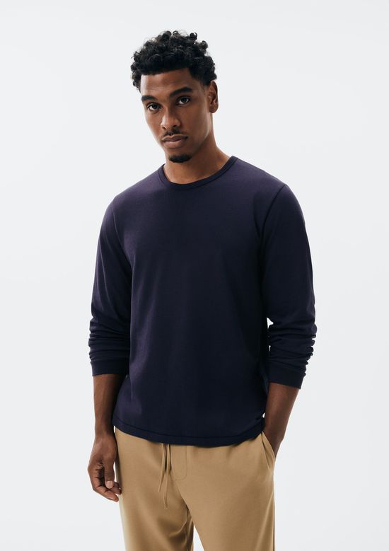 Foto do produto: Camiseta Básica Masculina Manga Longa Slim - Azul