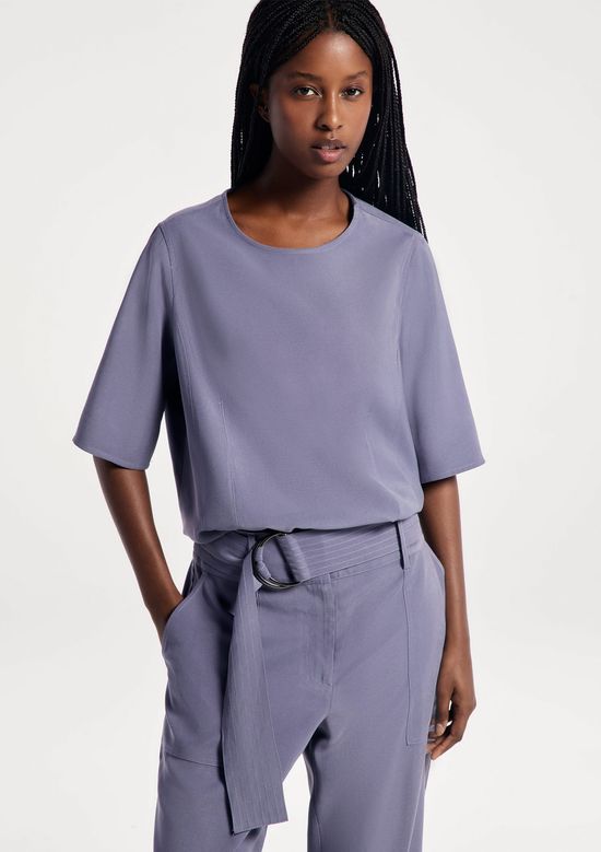 Foto do produto: Camiseta Feminina Manga Curta Em Peach Touch - Cinza