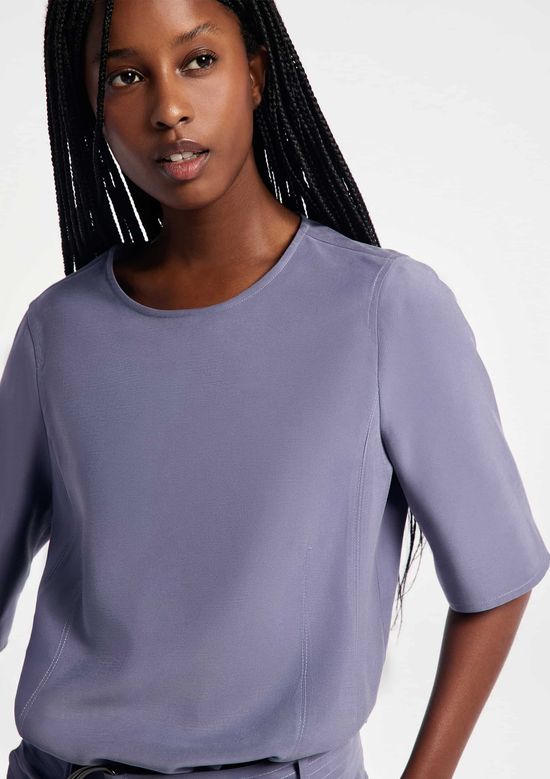 Foto do produto: Camiseta Feminina Manga Curta Em Peach Touch - Cinza