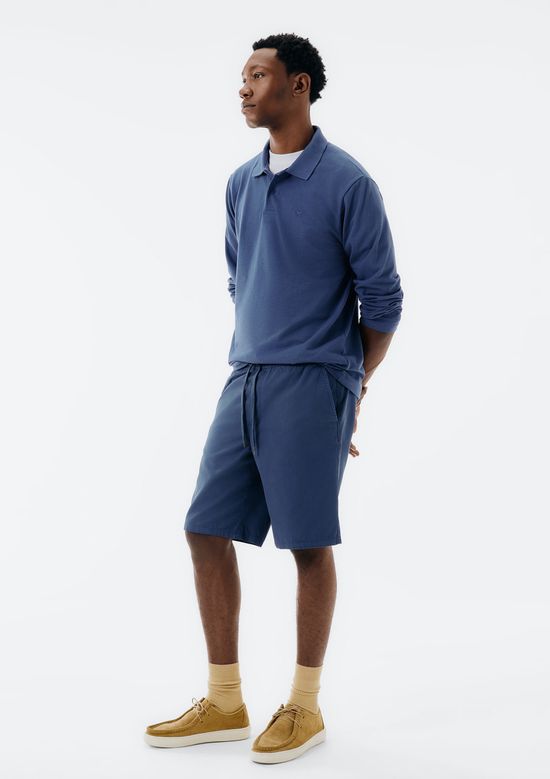 Foto do produto: Bermuda Básica Masculina Reta Em Sarja - Azul