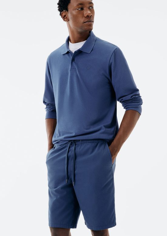 Foto do produto: Bermuda Básica Masculina Reta Em Sarja - Azul