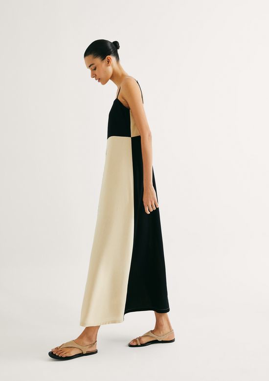 Foto do produto: Vestido Midi Bicolor Com Linho - Amarelo