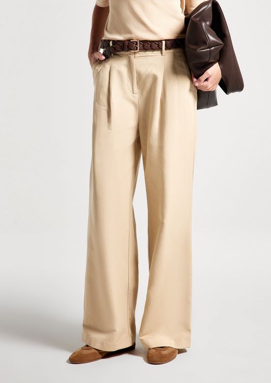 Foto do produto: Calça Feminina Cintura Média Com Linho - Bege