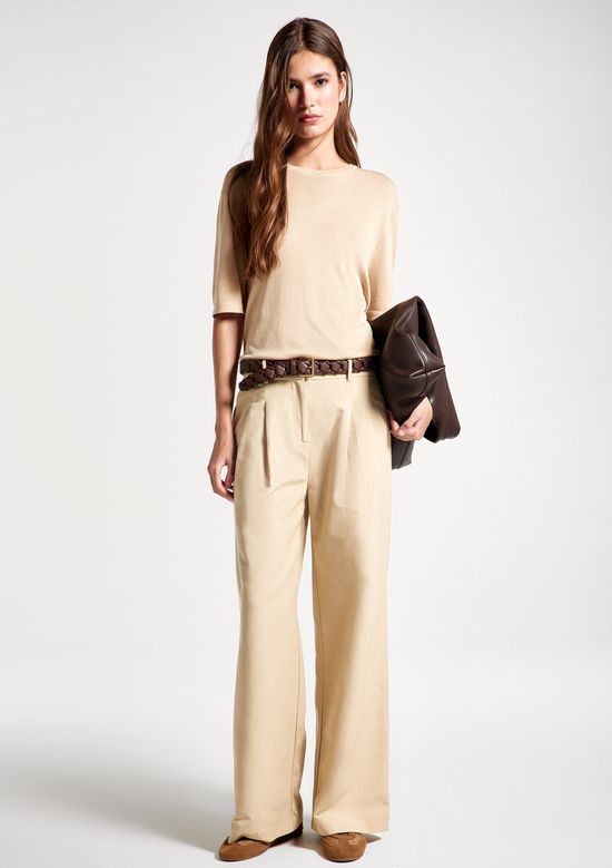 Foto do produto: Calça Feminina Cintura Média Com Linho - Bege