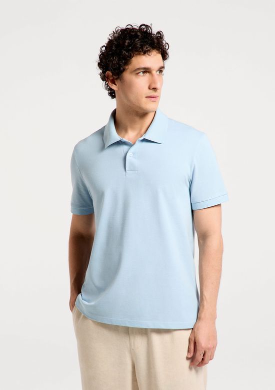 Foto do produto: Camisa Polo Básica Masculina Manga Curta Em Piquet - Azul