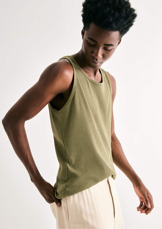 Foto do produto: Regata Básica Masculina Slim Em Ribana - Verde