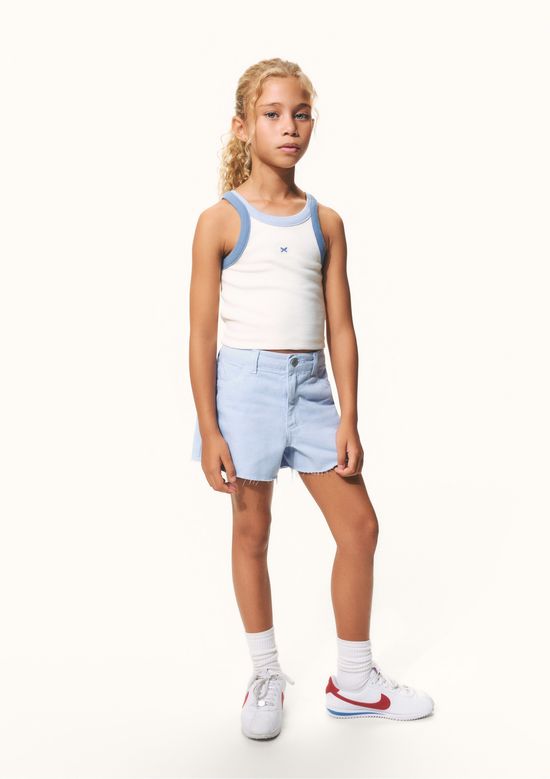Foto do produto: Shorts Infantil Menina Barra Desfiada Em Sarja - Azul