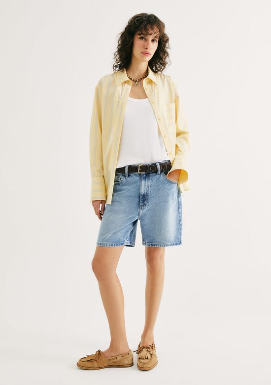 Foto do produto: Bermuda Jeans Feminina Cintura Média - Azul