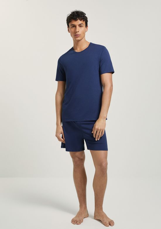 Foto do produto: Pijama Curto Masculino Comfort Em Algodão Pima - Azul