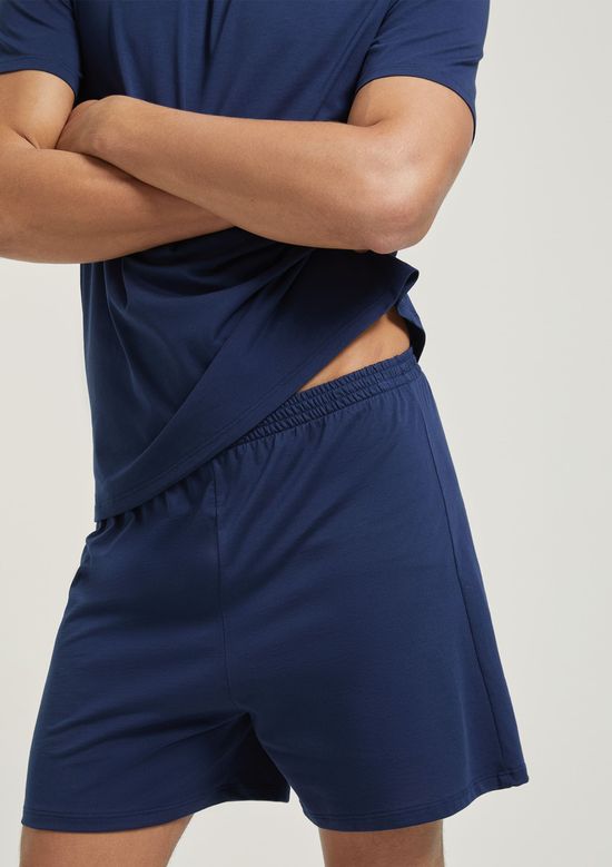 Foto do produto: Pijama Curto Masculino Comfort Em Algodão Pima - Azul