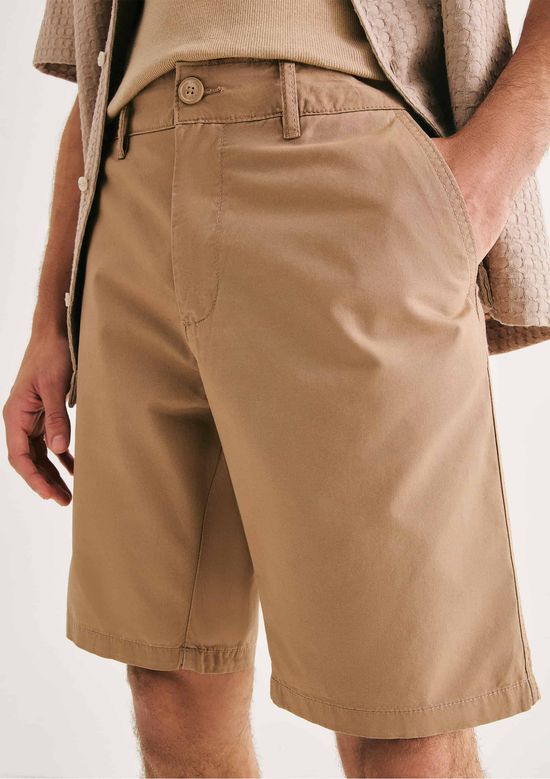 Foto do produto: Bermuda Básica Masculina Chino Reta Em Sarja - Marrom