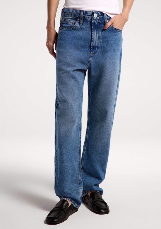 Foto do produto: Calça Jeans Feminina Reta Cintura Média - Azul