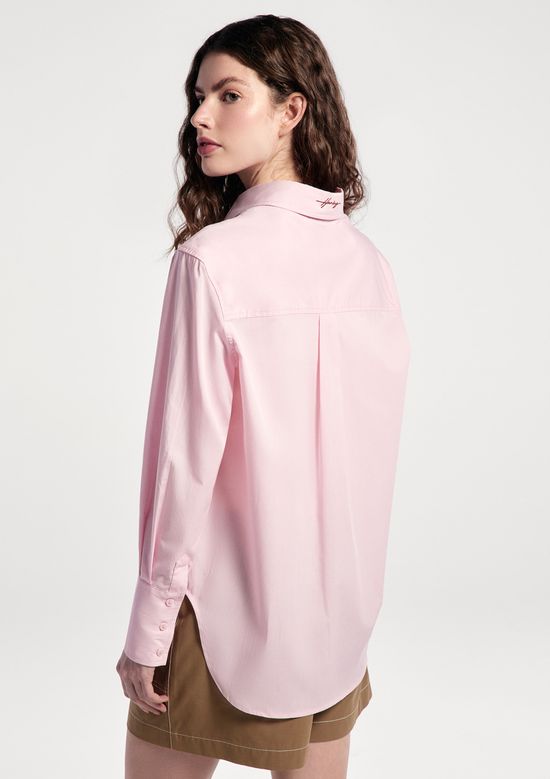 Foto do produto: Camisa Feminina Manga Longa Em Algodão - Rosa