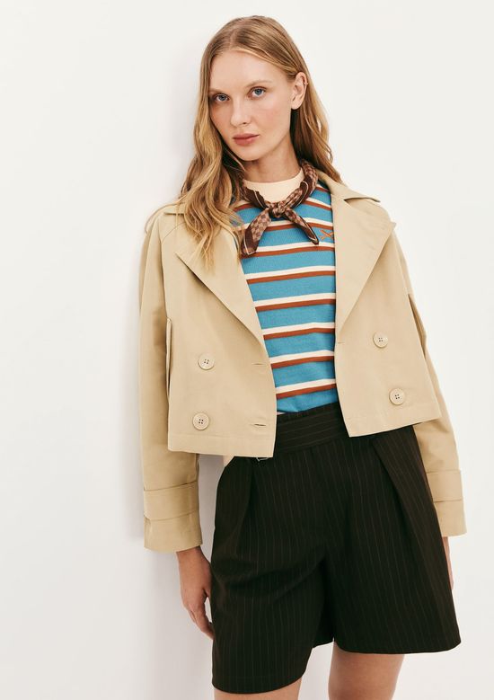 Foto do produto: Trench Coat Feminino Curto - Bege