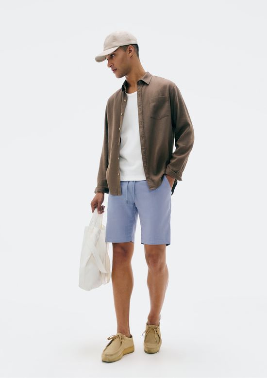 Foto do produto: Bermuda Básica Masculina Chino Em Linho - Azul