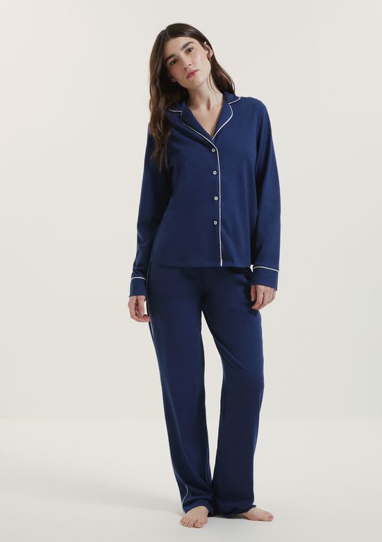 Foto do produto: Pijama Longo Feminino Com Botões - Azul