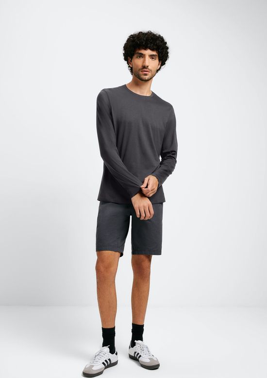 Foto do produto: Camiseta Básica Masculina Manga Longa Pima - Cinza