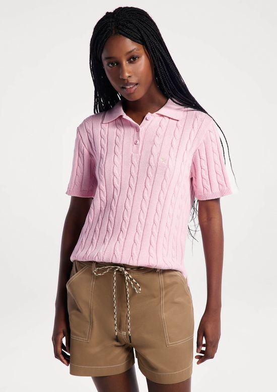 Foto do produto: Blusa Polo Feminina Em Tricô Trançado - Rosa