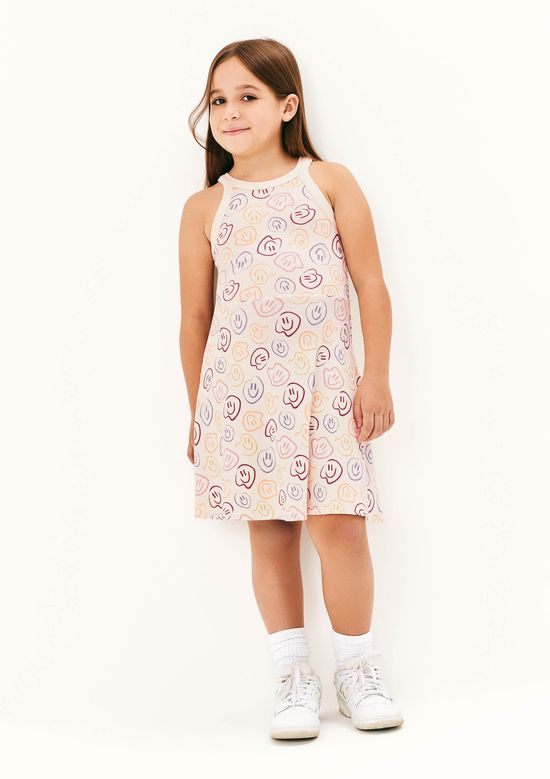 Foto do produto: Vestido Infantil Curto Em Ribana Canelada - Creme