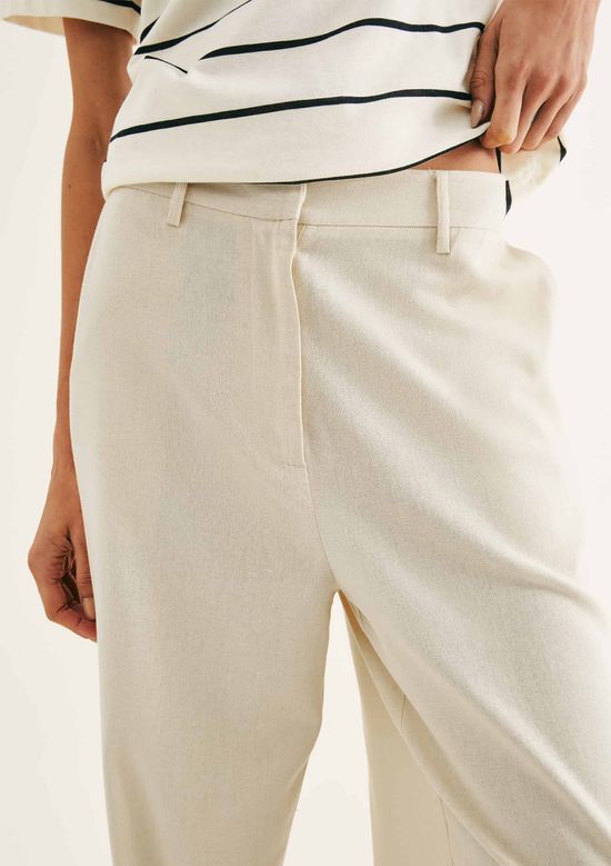 Foto do produto: Calça Feminina Reta Em Tecido Rústico - Off white