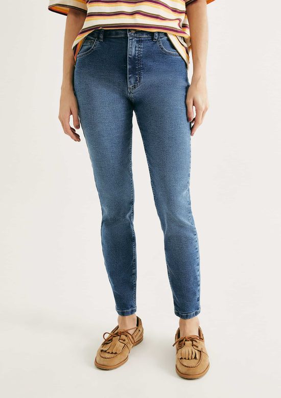 Foto do produto: Calça Jeans Básica Feminina Cintura Média Skinny - Azul