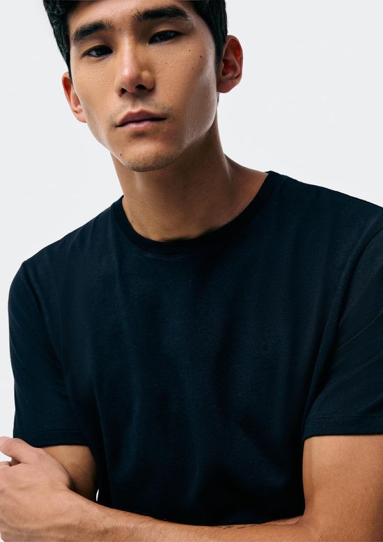 Foto do produto: Camiseta Básica Masculina Manga Curta Em Malha H+ - Preto
